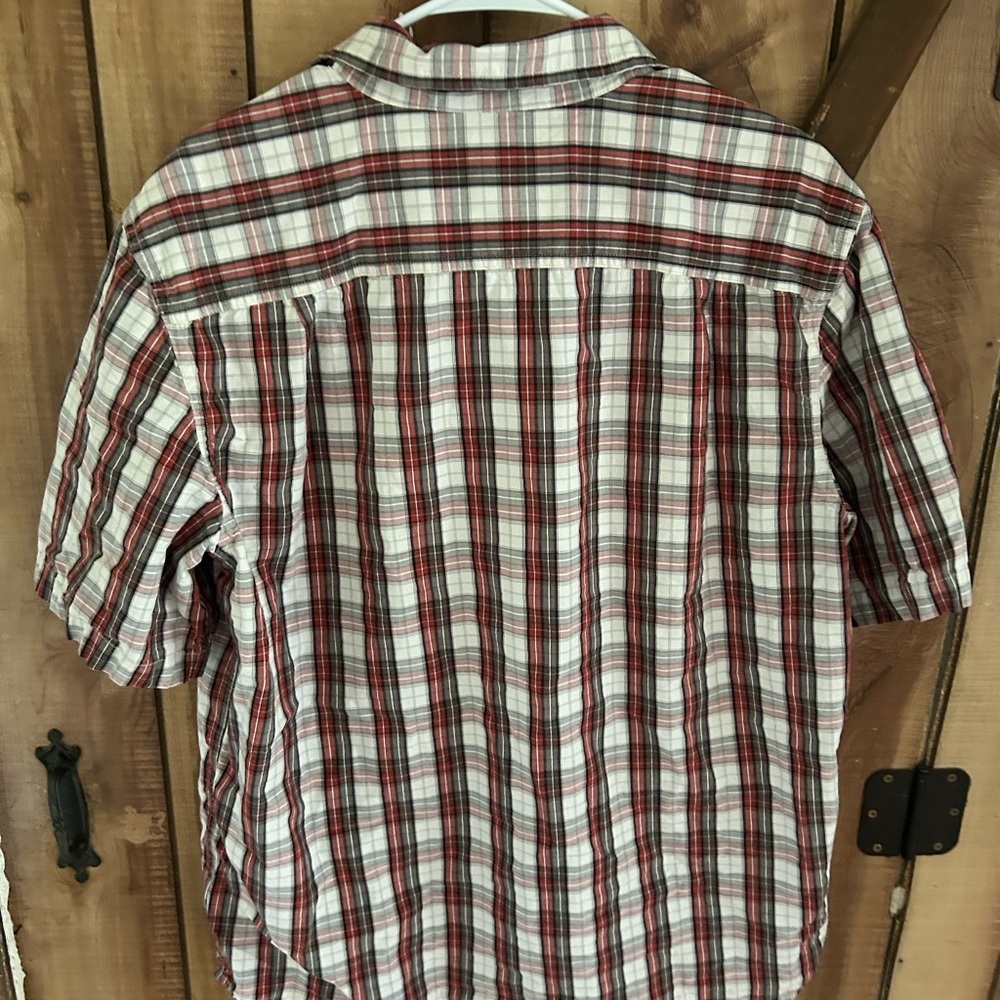 Carhartt Mens Relaxed Fit Red Plaid Short Sleeve Button Down Shirt Size L - Picture 2 of 5